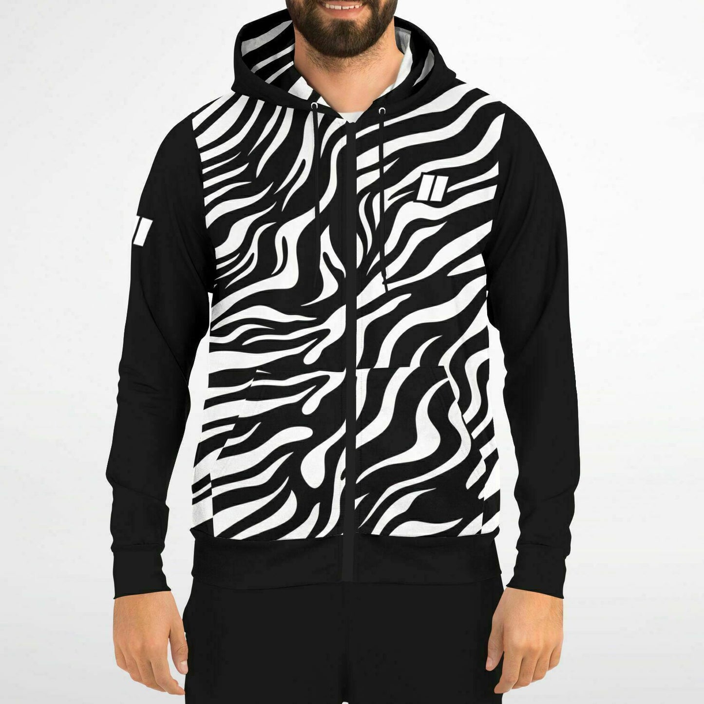 *PRIIME Zebra Fashion Zip-Up Hoodie