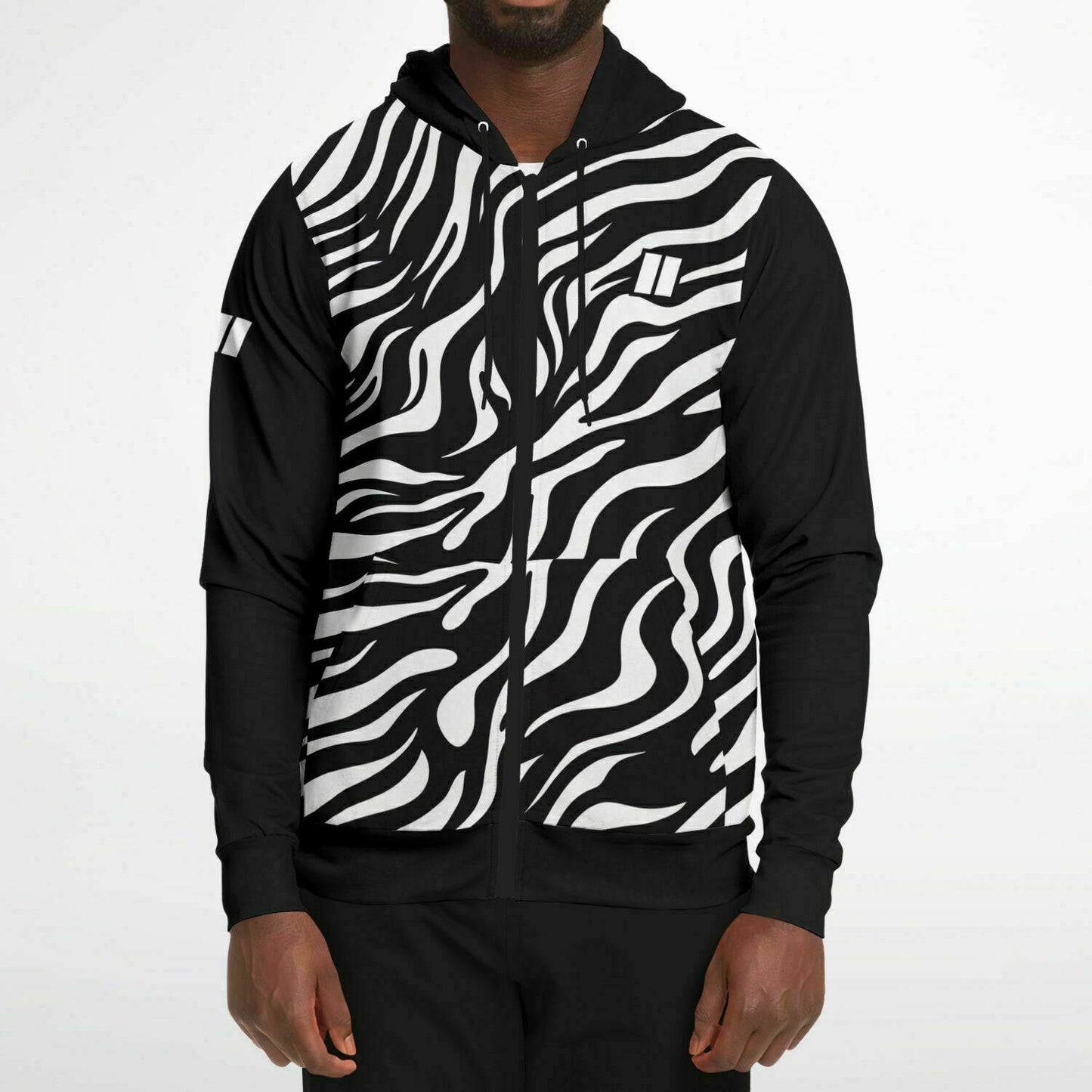*PRIIME Zebra Fashion Zip-Up Hoodie