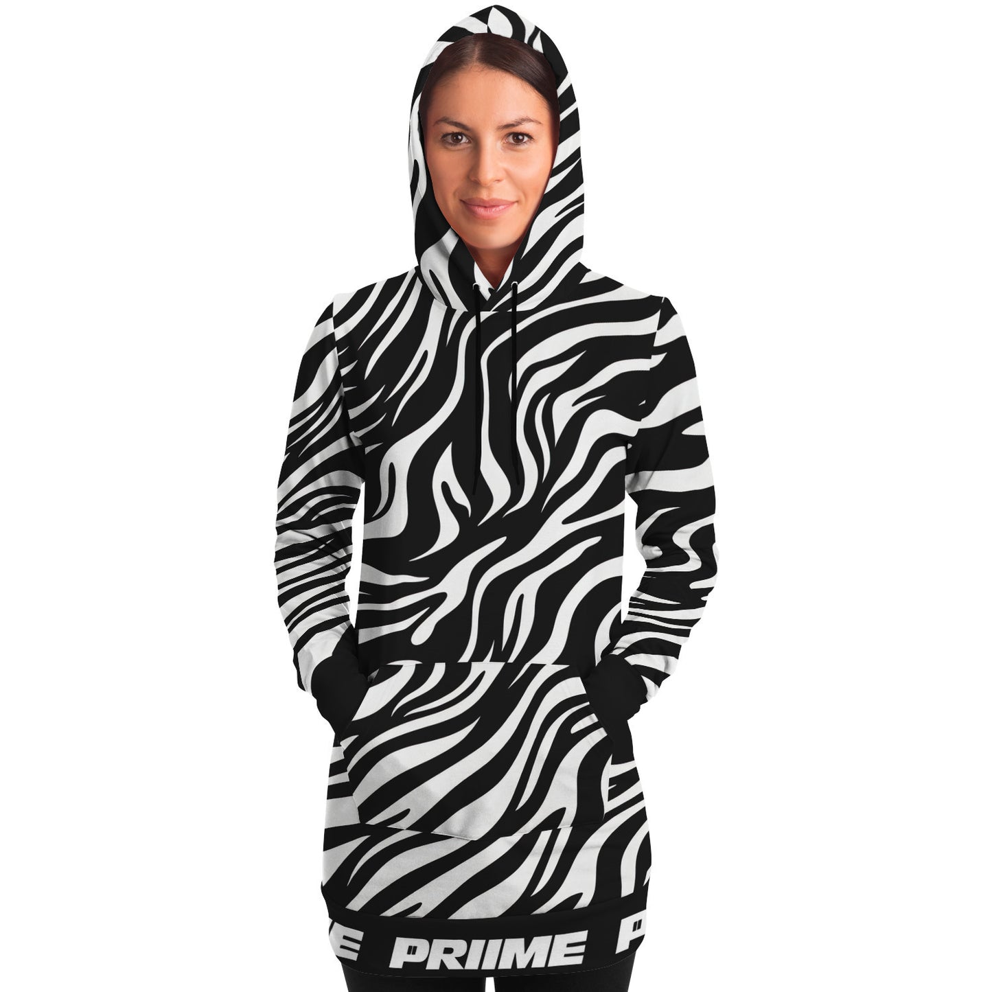 *PRIIME Zebra Women's Fashion Longline Hoodie