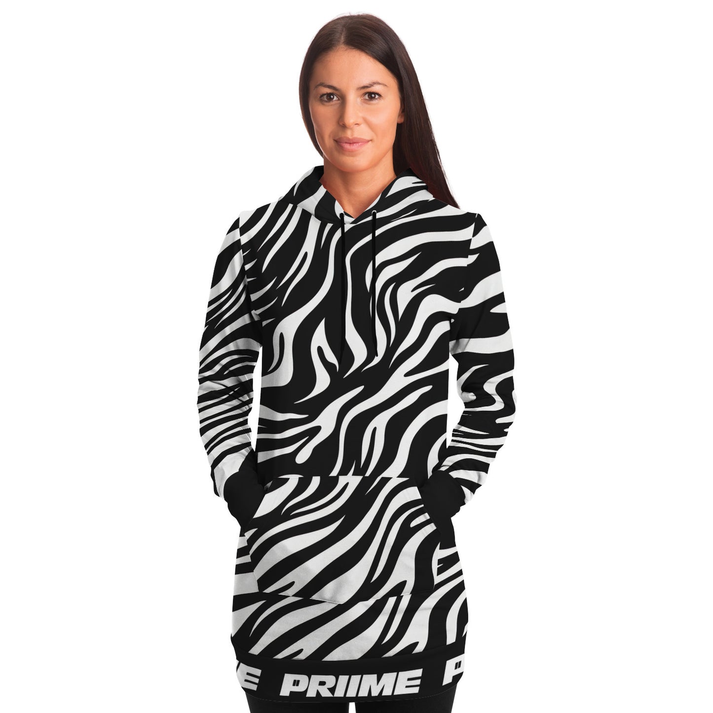 *PRIIME Zebra Women's Fashion Longline Hoodie