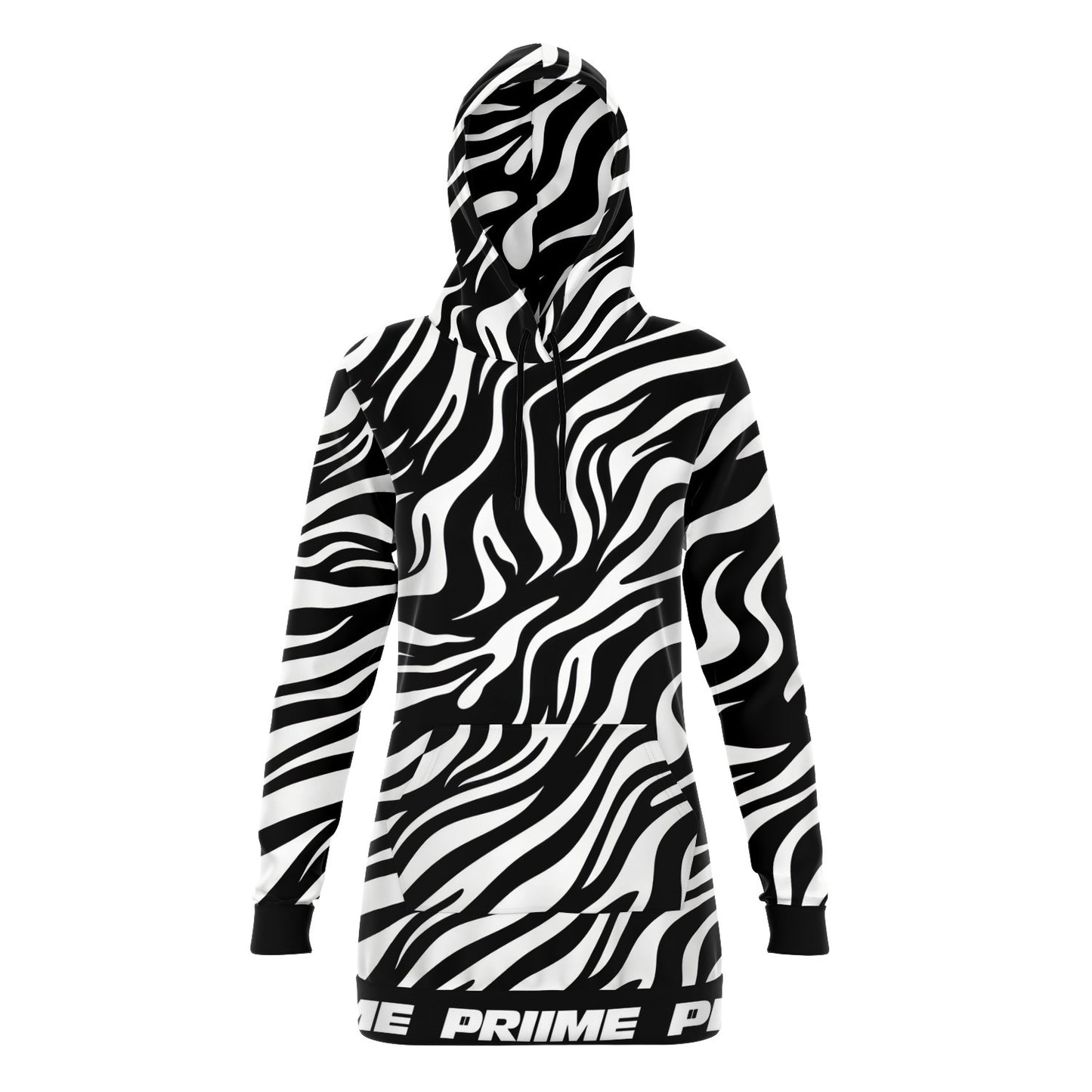 *PRIIME Zebra Women's Fashion Longline Hoodie