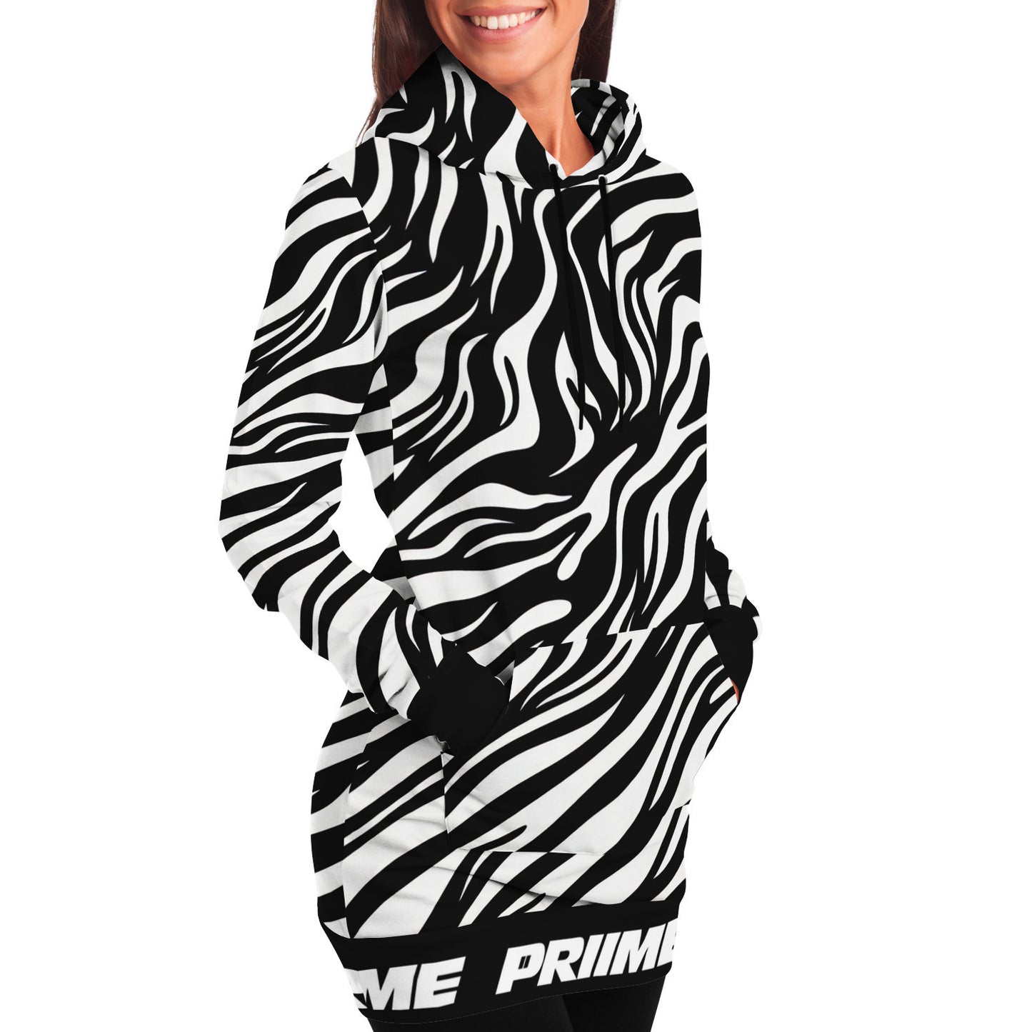 *PRIIME Zebra Women's Fashion Longline Hoodie