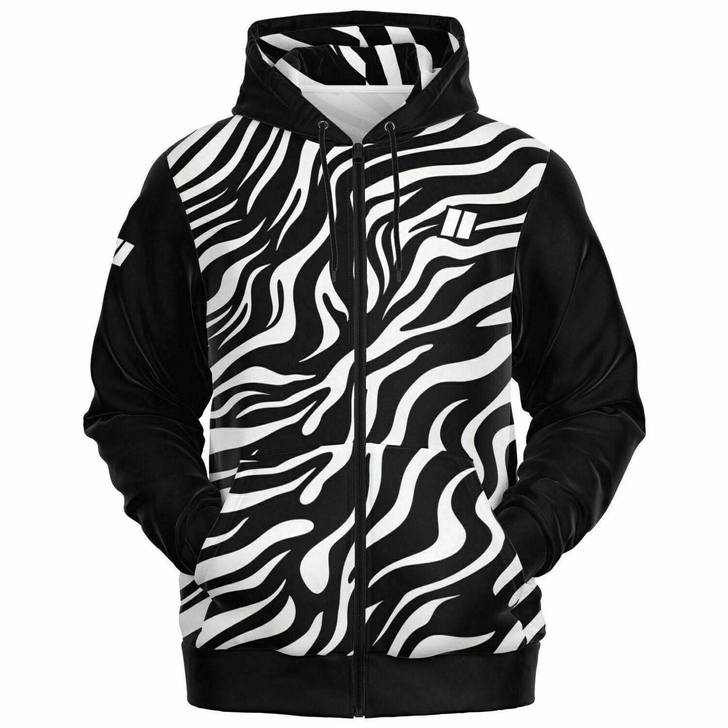 *PRIIME Zebra Fashion Zip-Up Hoodie